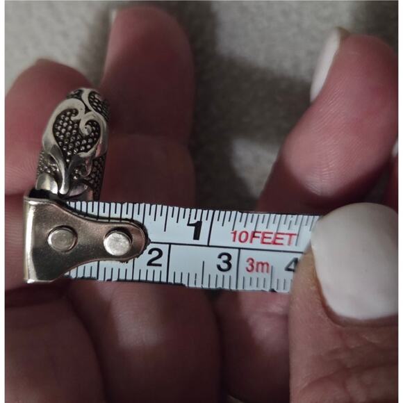 BRIGHTON Chunky Silver Hoop Earrings Swirl Design Beading Steampunk - Picture 13 of 13